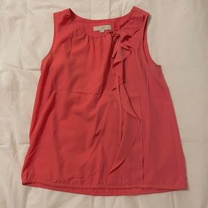 Coral tank top with from ruffle